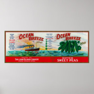 Poster Étiquette de pois doux de brise d'océan