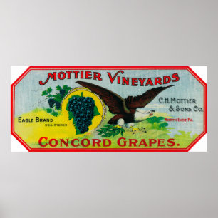 Poster Étiquette de raisins d'aigleNord-Est, PA