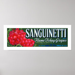 Poster Étiquette de raisins de Sanguinetti
