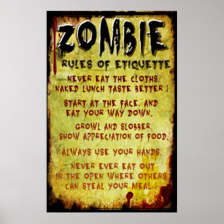 Poster Etiquette de Zombie