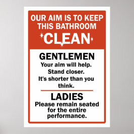 Poster Etiquette drôle de salle de bain