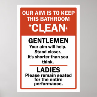 Poster Etiquette drôle de salle de bain