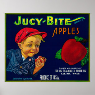 Poster Étiquette du taux de pomme Jucy BiteYakima, WA