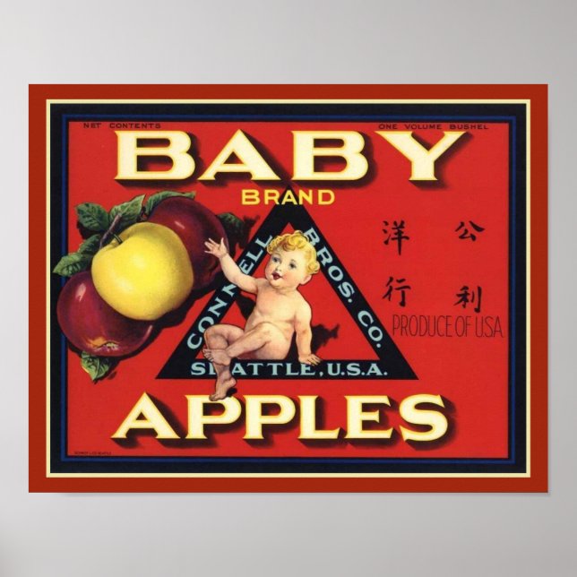 Poster Étiquette Fruit Pommes de marque 1940 (Devant)