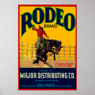 Poster Étiquette Rodeo VegetableSalinas, CA