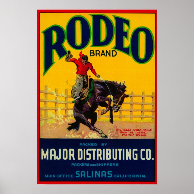Poster Étiquette Rodeo VegetableSalinas, CA (Devant)