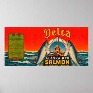 Poster Étiquette Saumon de la marque Delca - Rouge