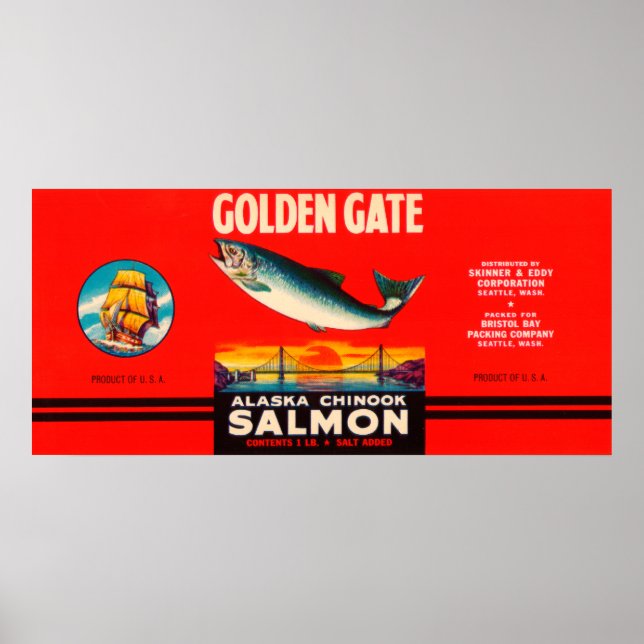 Poster Étiquette Saumon de la marque Golden Gate - Seattl (Devant)