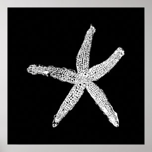 Poster Etoile blanche Motif noir couleur personnalisée Él