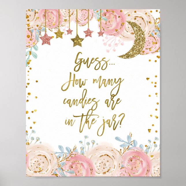 Poster Étoile Combien de bonbons dans le bocal Signe (Devant)