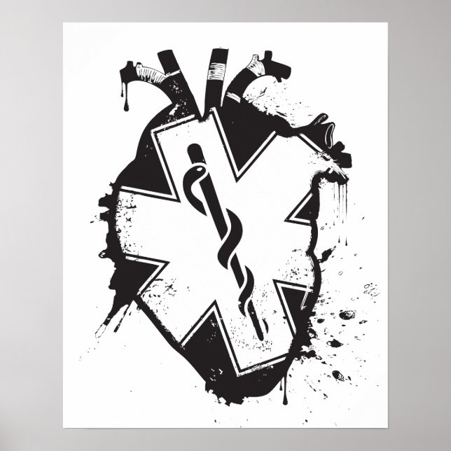 Poster étoile de vie coeur anatomique (Devant)
