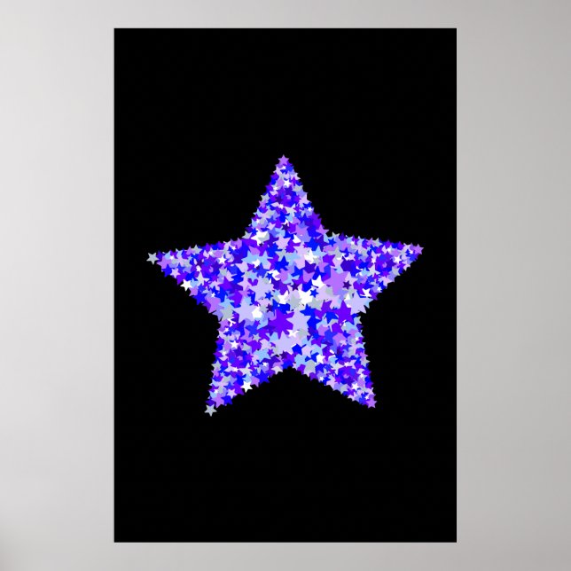 Poster Étoile d'étoiles bleue et violette (Devant)