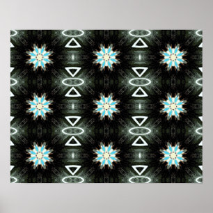 Poster étoile en plumes bleues sur noir