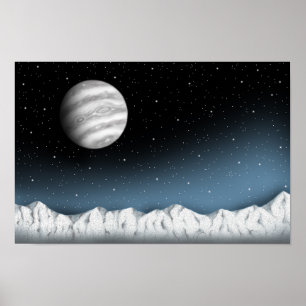 Poster Étoile géante vue depuis l'horizon glacé.