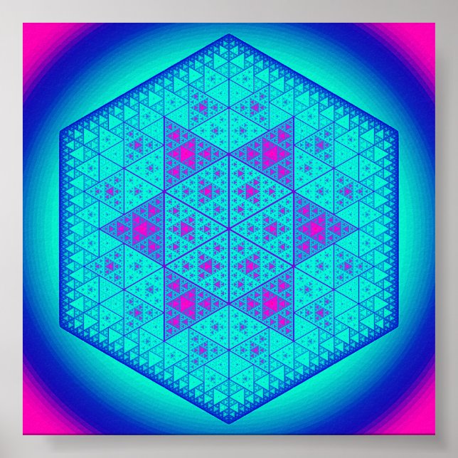 Poster étoile hexagone Sierpinski (Devant)