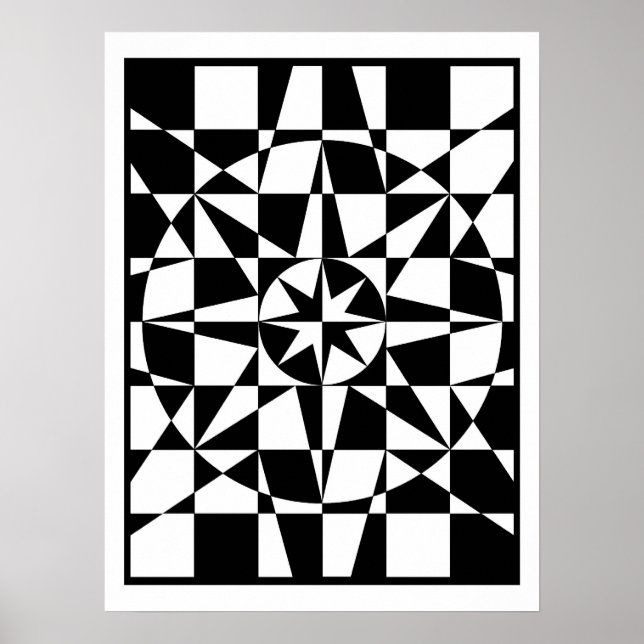 Poster étoile noire et blanche (Devant)