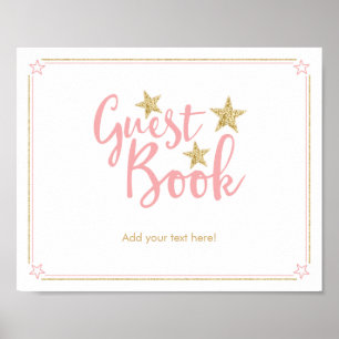 Poster Étoile rose or Parties scintillant Baby shower liv