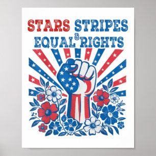 Poster Étoiles Bandes Et Droits Égaux 4 Juillet Féminisme