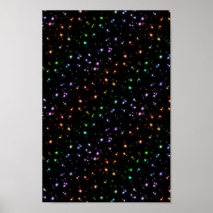 Poster Étoiles brillantes rougeoyantes d'arc-en-ciel dans