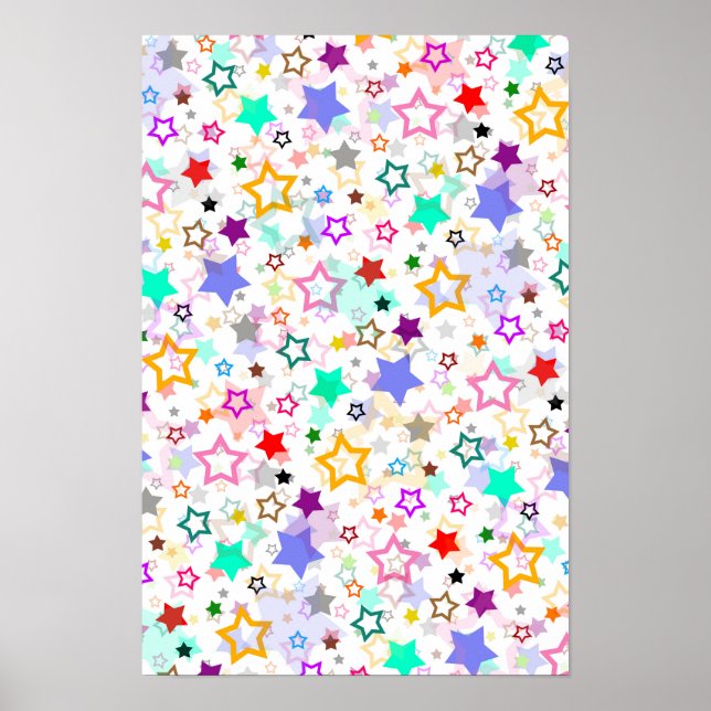 Poster Étoiles colorées blanches  (Devant)