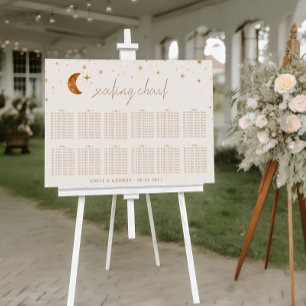 Poster Étoiles de lune céleste vintage Carte de siège Mar