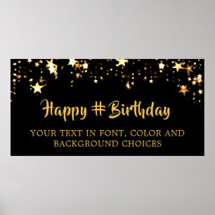 Poster Etoiles d'or personnalisées d'anniversaire Couleur