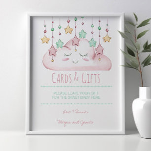Poster Étoiles et Cloud Girl Baby shower cadeau panneau