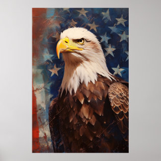Poster Étoiles et rayures d'aigle patriotique américain