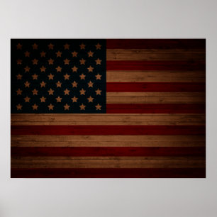 Poster Étoiles et rayures (drapeau américain en bois vint