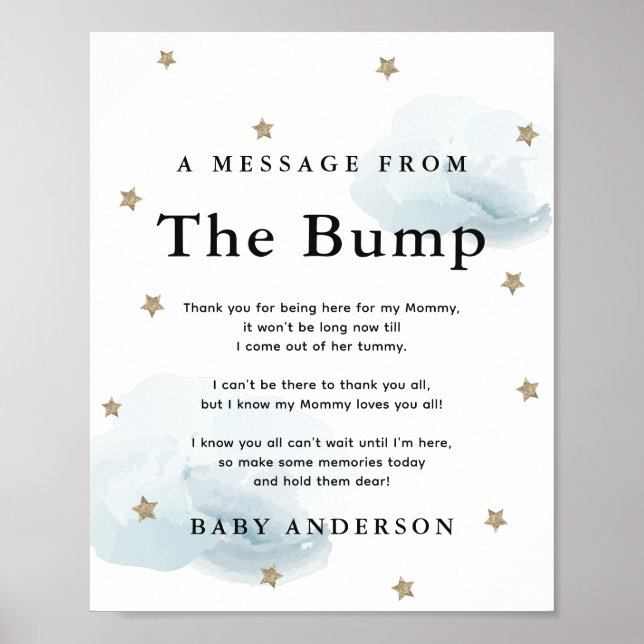 Poster Étoiles & Nuages Bleus Un Message De La Bump (Devant)