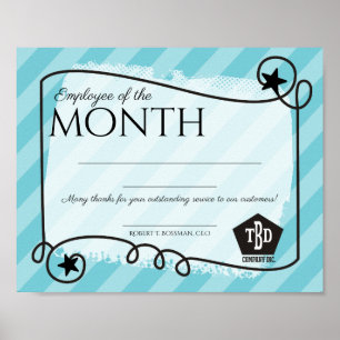 Poster étoiles rayures employé du certificat de mois