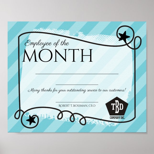 Poster étoiles rayures employé du certificat de mois (Devant)