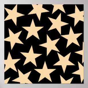 Poster Étoiles rétro Motif Y2K avec Arrière - plan noir