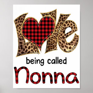 Poster Être appelée Nonna Leopard Heart Happy Mothers Day