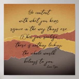 Poster être contenu Lao Tzu zen quote papier déchiré abst