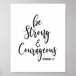 Poster Être forte et courageuse écriture Imprimer