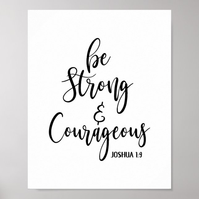 Poster Être forte et courageuse écriture Imprimer (Devant)