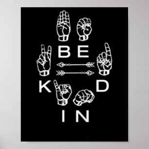 Poster Être gentil Main Signale Enseignant Graphique Sour