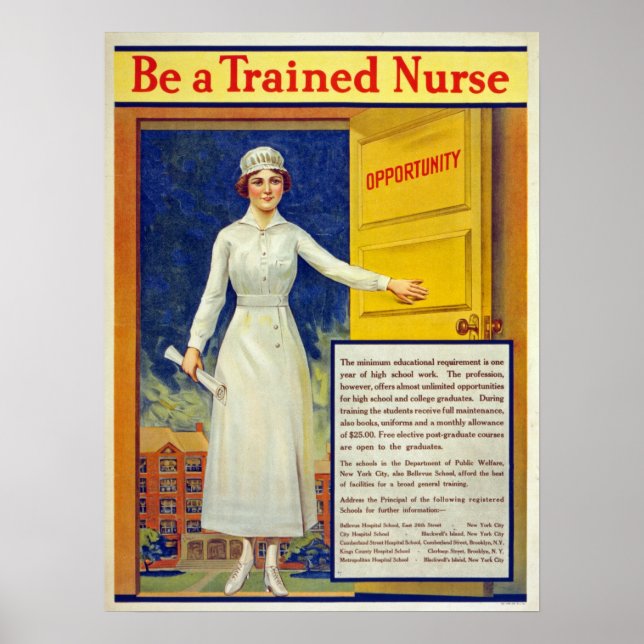 Poster Être infirmière qualifiée, restaurée vintage (Devant)