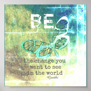 Poster être le changement Gandhi inspiration citation pos