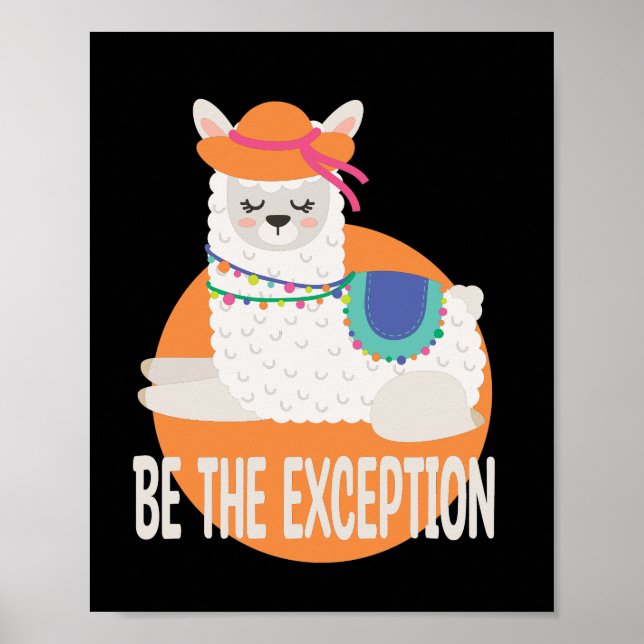 Poster Être L'Exception Kawaii Funny Llama White & Orange (Devant)
