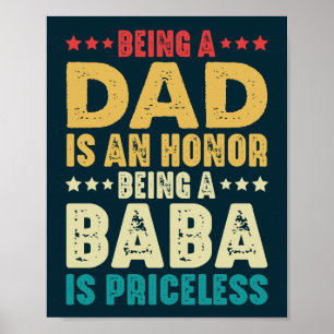 Poster Être Papa Est Un Honneur Être Baba Est Inestimable