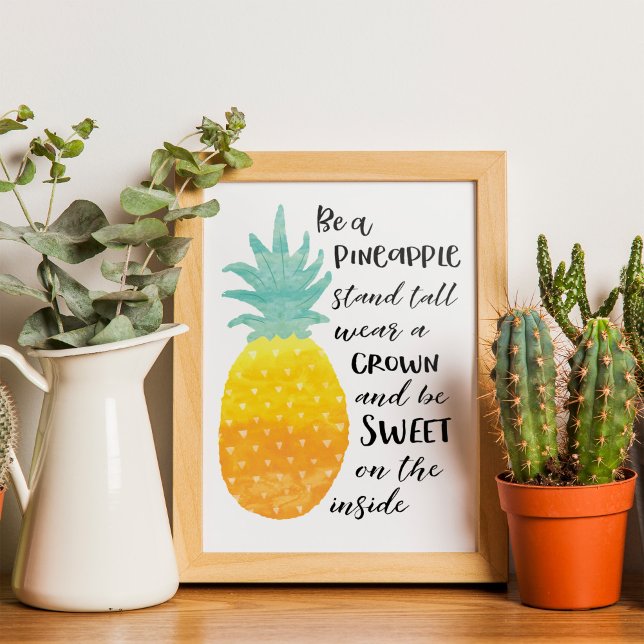 Poster Être un ananas Inspirationnel Aquarelle Typographi (The perfect decorative touch to your home entertaining area )