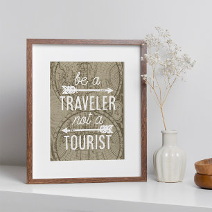 Poster Être un voyageur pas une typographie touristique I