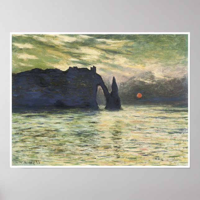 Poster Etretat, coucher du soleil, 1883, Claude Monet (Devant)