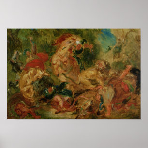 Poster Étude de la chasse au lion, 1854