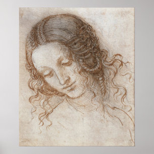 Poster Étude de Léonard de Vinci pour la tête de Léda