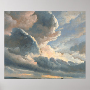 Poster Étude de nuages avec un coucher de soleil près de