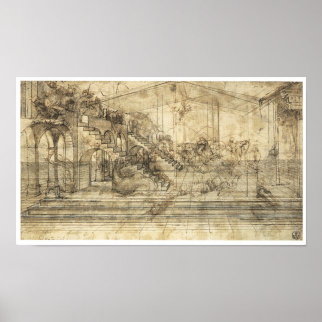 Poster Étude de perspective "Adoration de Magi", Da Vinci (Devant)