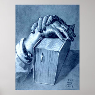 Poster Étude des mains avec la Bible - Durer